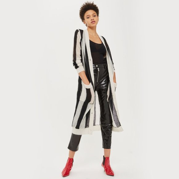 striped longline cardigan